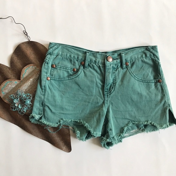 Free People Pants - 2/$25 Free People green denim Shorts